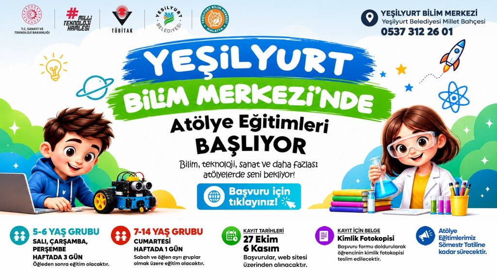 Yeşilyurt Bilim Merkezi’nde Atölye Eğitimleri İçin Kayıtlar Başladı